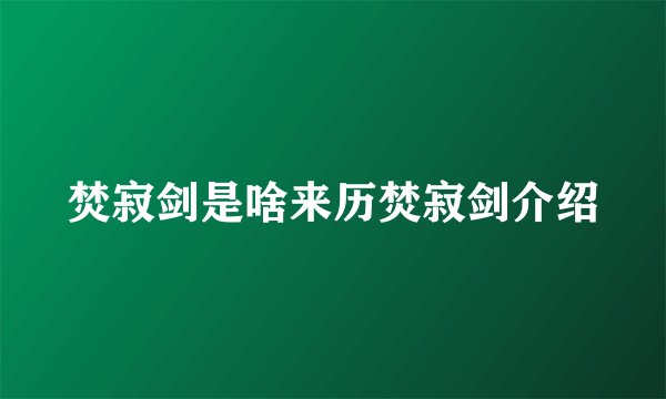 焚寂剑是啥来历焚寂剑介绍