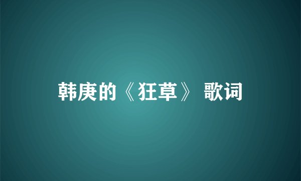 韩庚的《狂草》 歌词
