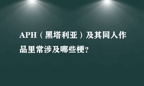 APH（黑塔利亚）及其同人作品里常涉及哪些梗？