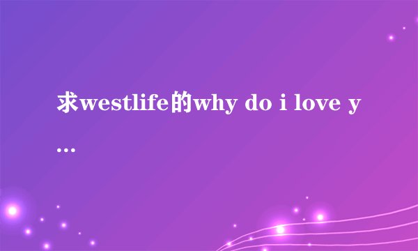 求westlife的why do i love you的翻译。高手进