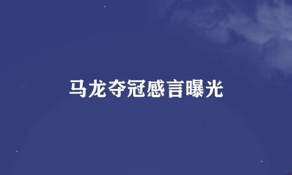 马龙夺冠感言曝光