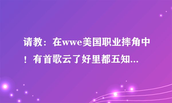 请教：在wwe美国职业摔角中！有首歌云了好里都五知是什么歌名！其中歌词they understand they tall to me