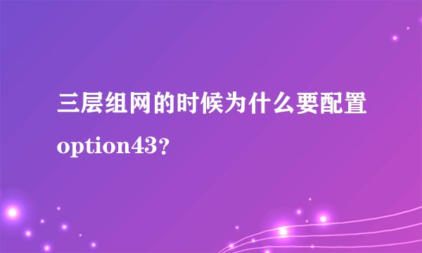 三层组网的时候为什么要配置option43？