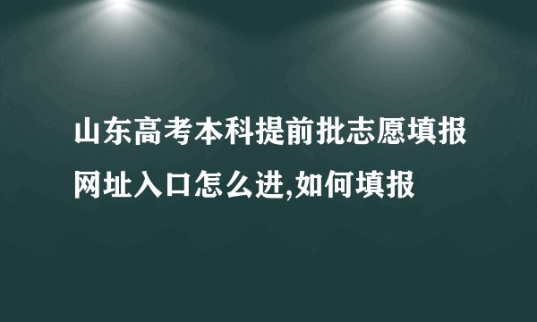 山东高考本科提前批志愿填报网址入口怎么进,如何填报