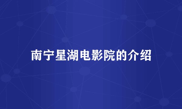 南宁星湖电影院的介绍