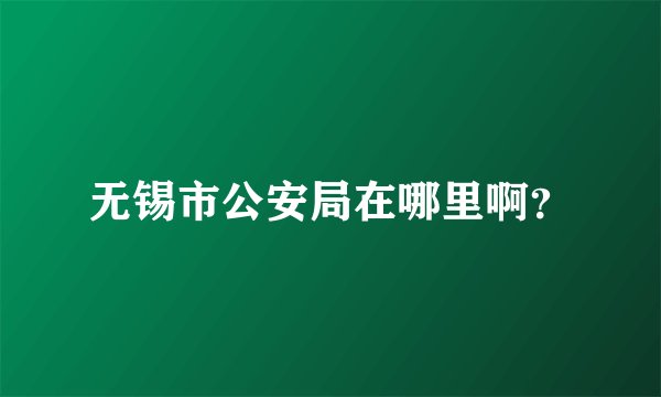 无锡市公安局在哪里啊？