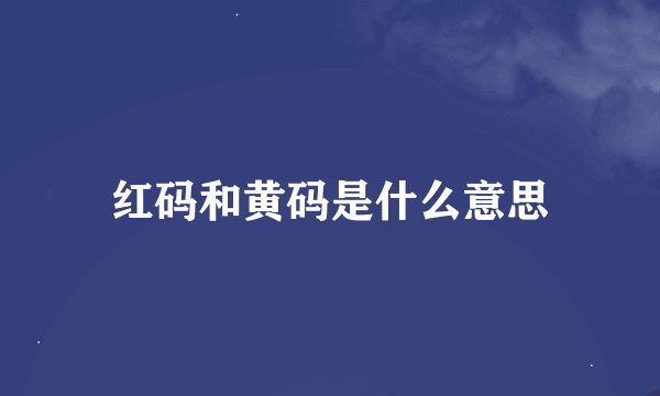 红码和黄码是什么意思