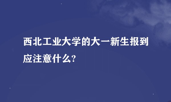 西北工业大学的大一新生报到应注意什么?