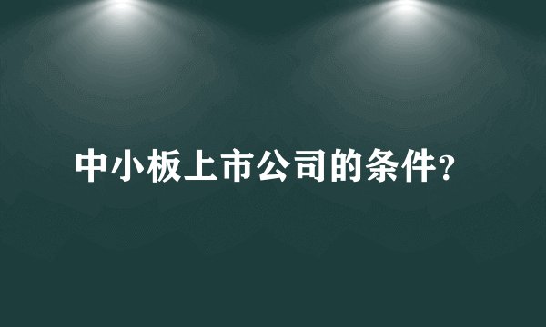 中小板上市公司的条件？