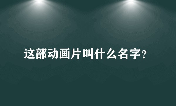 这部动画片叫什么名字？