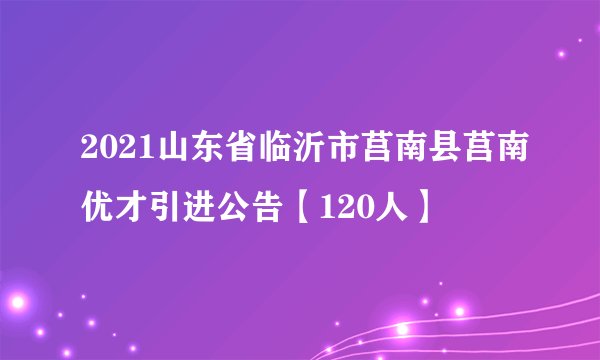 2021山东省临沂市莒南县莒南优才引进公告【120人】