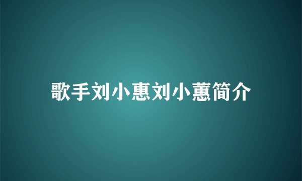 歌手刘小惠刘小蕙简介