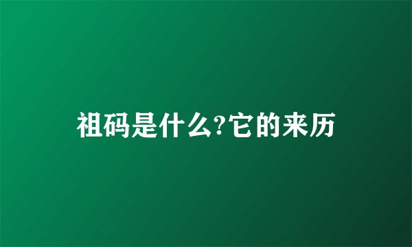 祖码是什么?它的来历