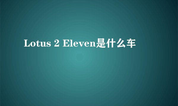 Lotus 2 Eleven是什么车