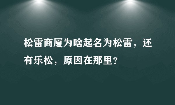 松雷商厦为啥起名为松雷，还有乐松，原因在那里？