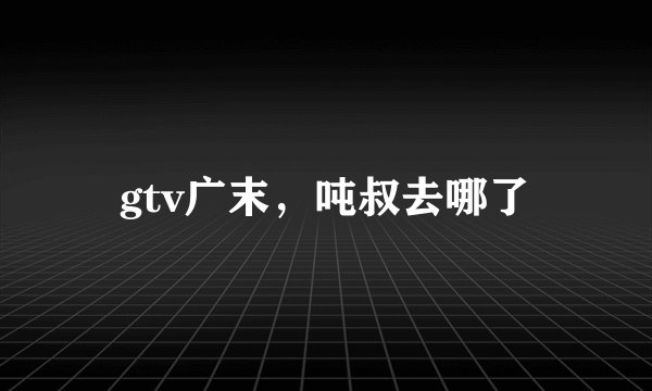 gtv广末，吨叔去哪了