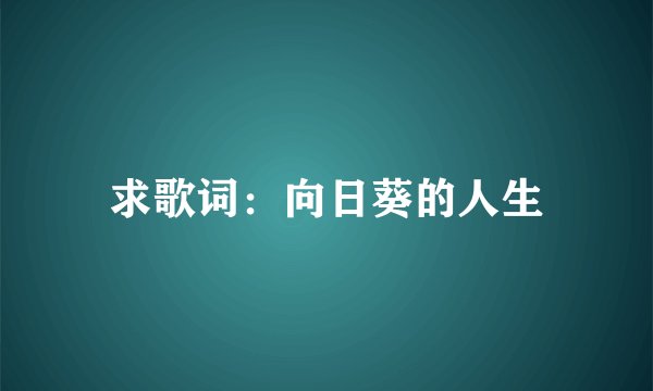 求歌词：向日葵的人生