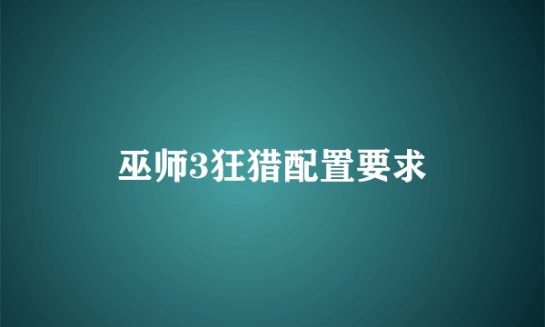 巫师3狂猎配置要求