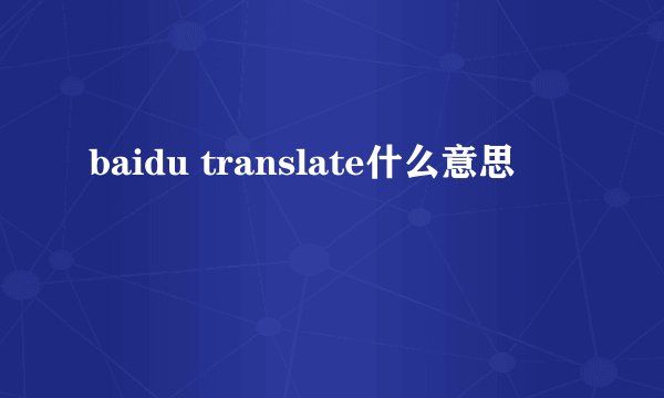 baidu translate什么意思