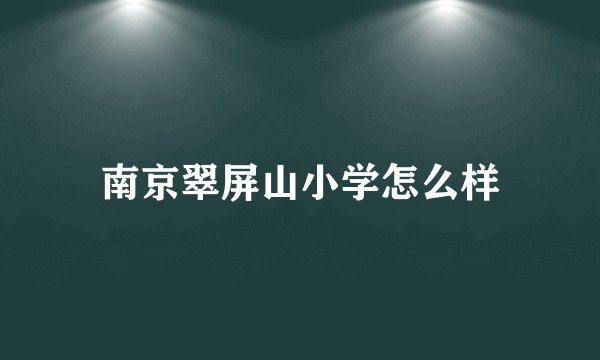 南京翠屏山小学怎么样