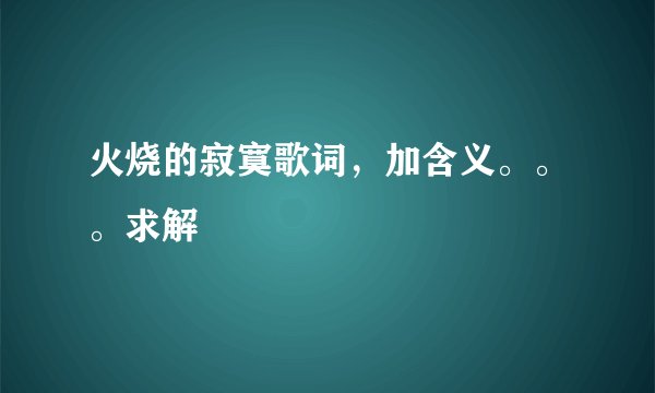 火烧的寂寞歌词，加含义。。。求解