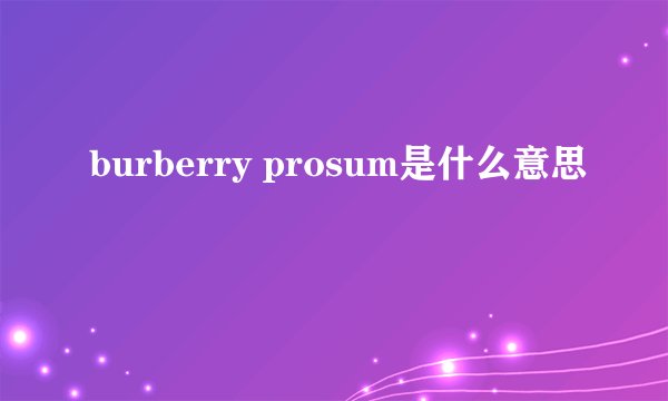 burberry prosum是什么意思