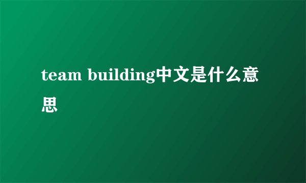 team building中文是什么意思
