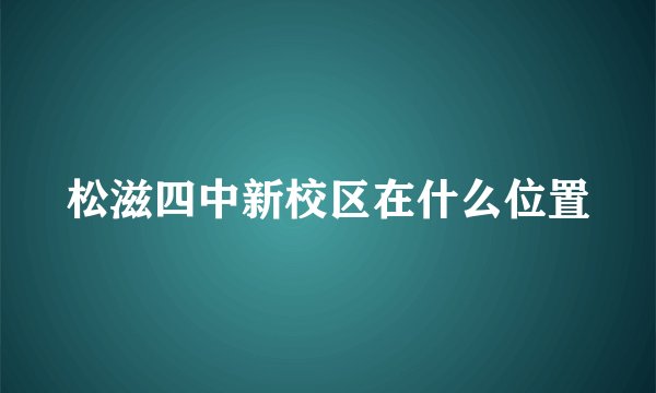 松滋四中新校区在什么位置