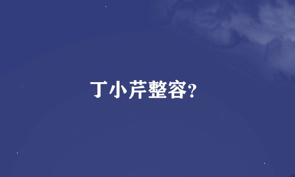 丁小芹整容？