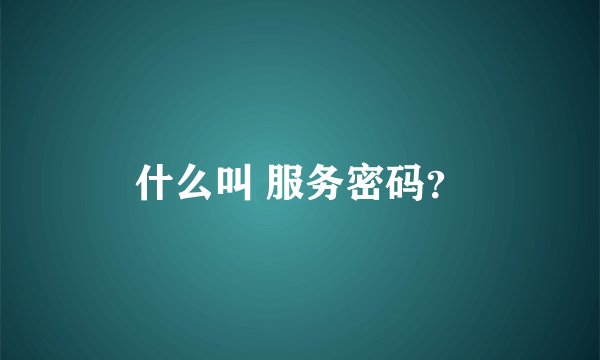 什么叫 服务密码？