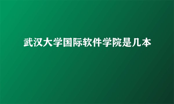 武汉大学国际软件学院是几本
