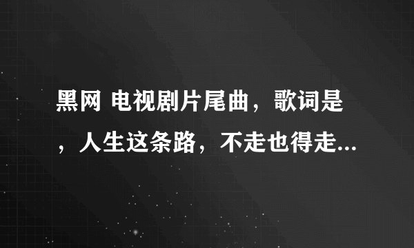 黑网 电视剧片尾曲，歌词是，人生这条路，不走也得走～～～～