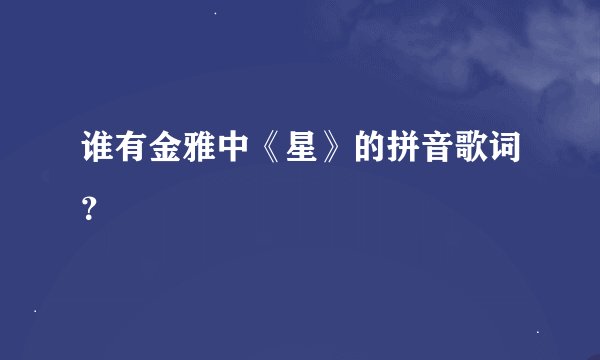 谁有金雅中《星》的拼音歌词？
