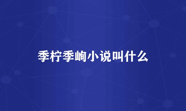 季柠季峋小说叫什么