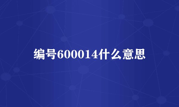 编号600014什么意思