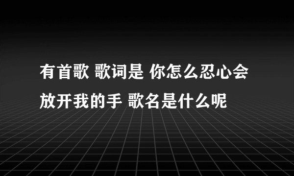 有首歌 歌词是 你怎么忍心会放开我的手 歌名是什么呢