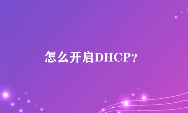 怎么开启DHCP？