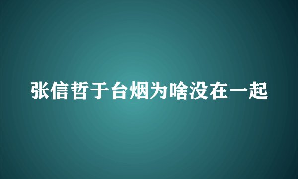 张信哲于台烟为啥没在一起