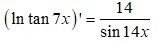 请教一下lntan7x怎样求导数？