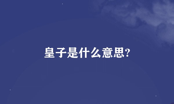 皇子是什么意思?