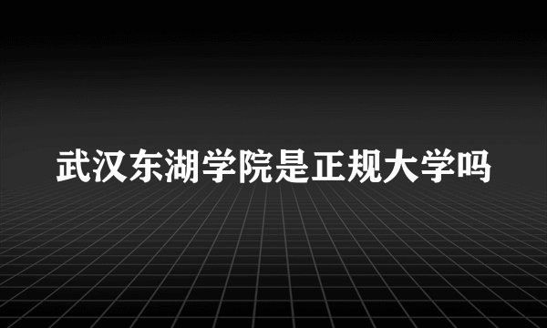 武汉东湖学院是正规大学吗