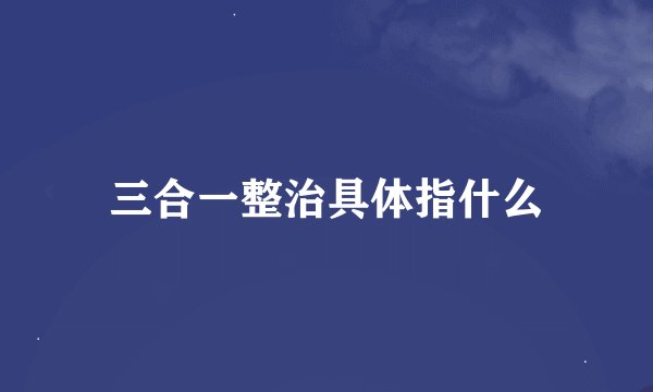 三合一整治具体指什么