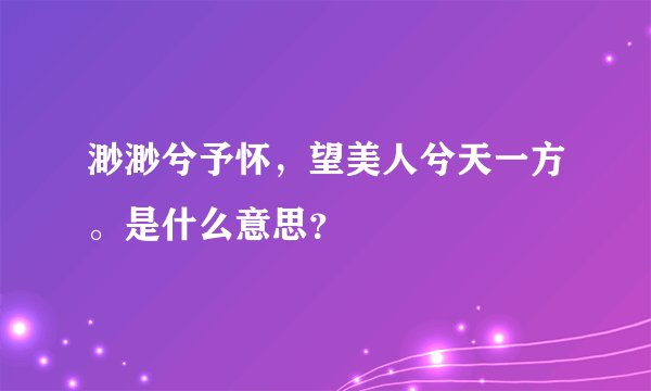 渺渺兮予怀，望美人兮天一方。是什么意思？