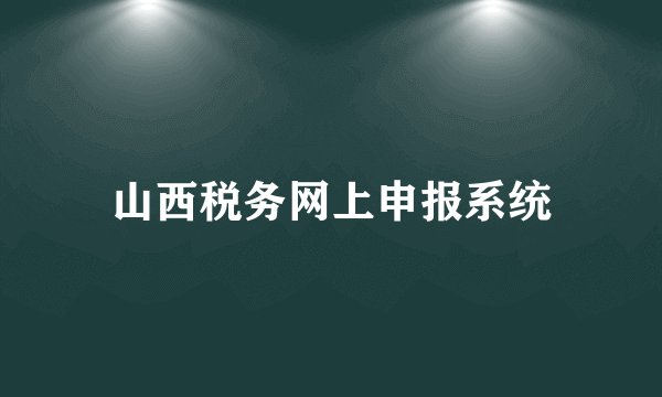 山西税务网上申报系统