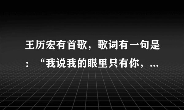 王历宏有首歌，歌词有一句是：“我说我的眼里只有你，只有你可以让我无法忘记…”歌名是什么啊…
