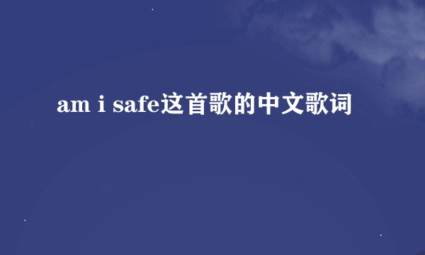 am i safe这首歌的中文歌词