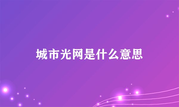城市光网是什么意思