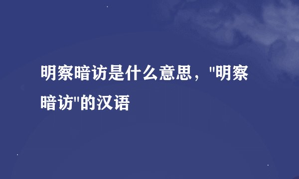 明察暗访是什么意思，