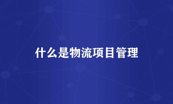 什么是物流项目管理