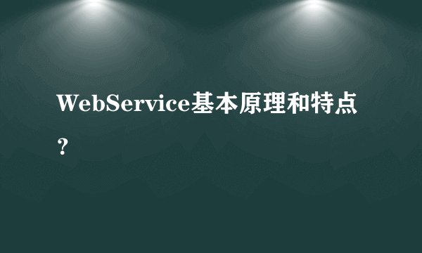 WebService基本原理和特点？